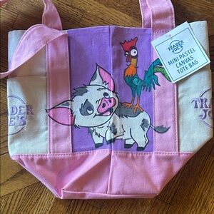 Trader Joe's Pink and Purple Mini Canvas Tote Bag